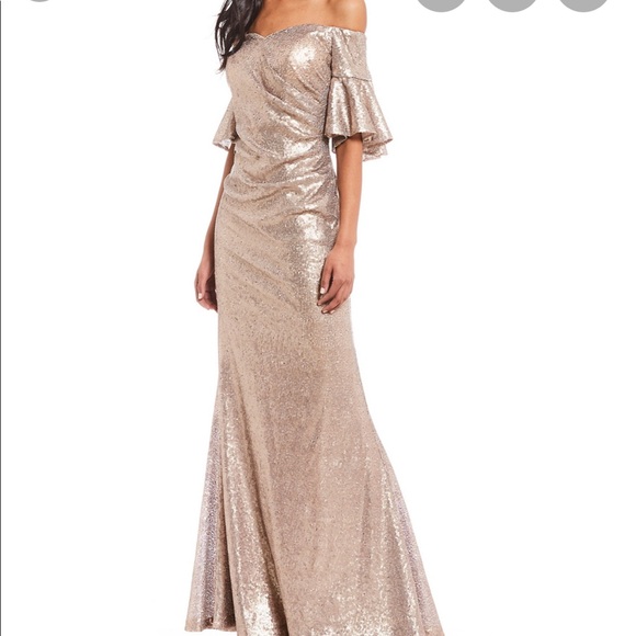 NWOT Calvin Klein gold sequin gown - Picture 7 of 7